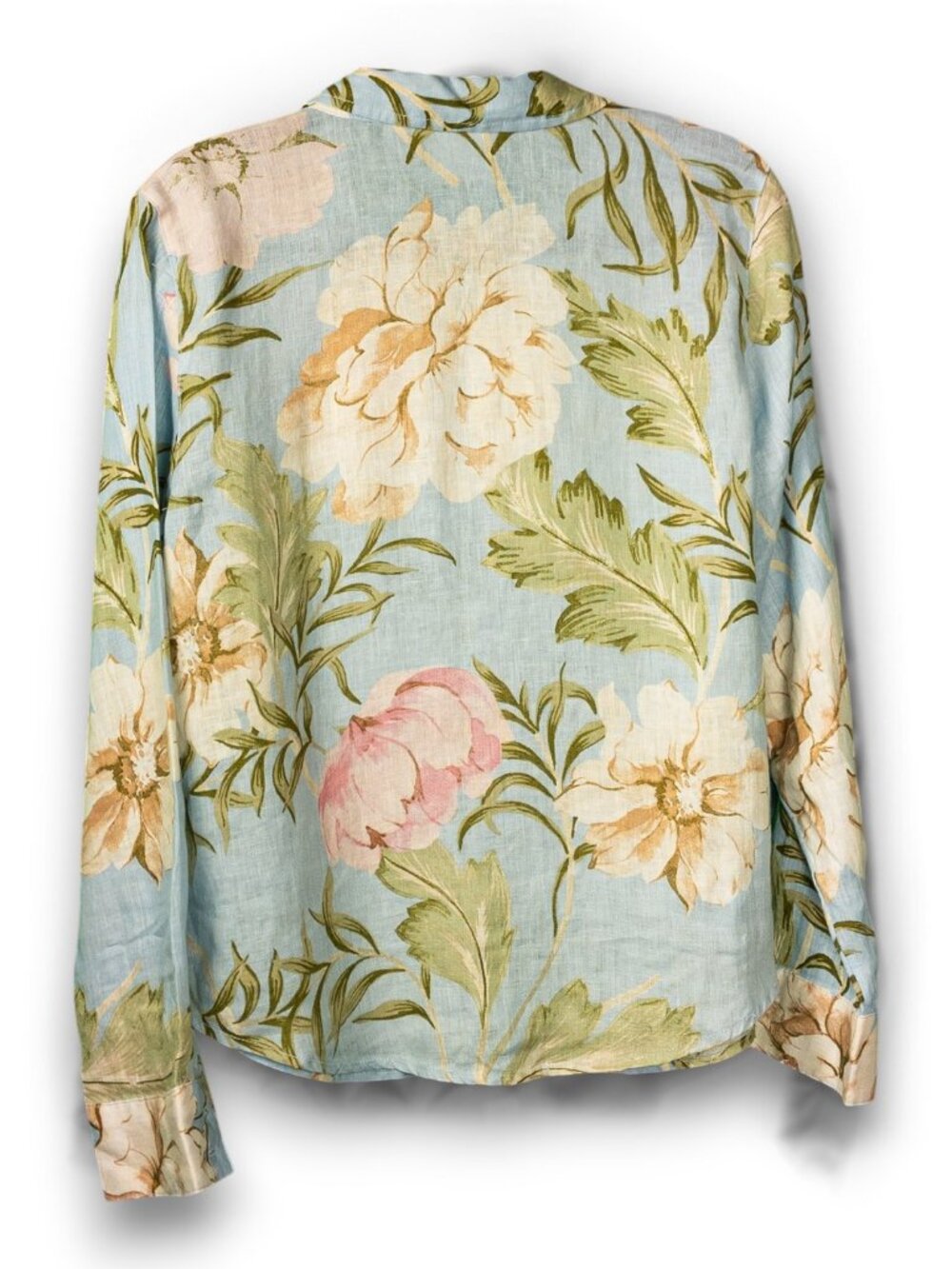 Joie 100% Linen Floral Button Down Shirt Blue Pink Like New Sz M - Picture 2 of 6